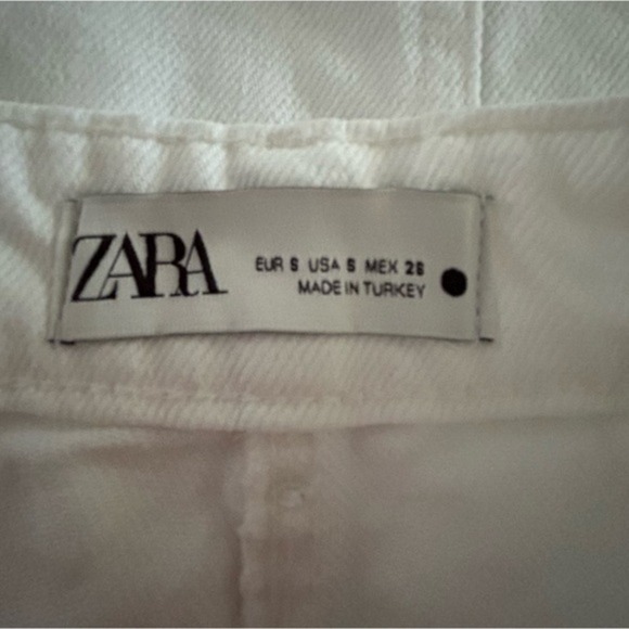 ZARA White Denim Front Slit Long Ankle Length Front Back Pocket Skirt Small - Picture 5 of 10